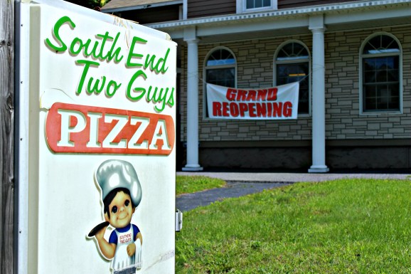  The sign outside South End Two Guys Pizza on 277 South Main St. in Torrington, which had its grand reopening Wednesday, August 21st. - © Tabitha Guarnieri