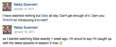 glee facebook posts