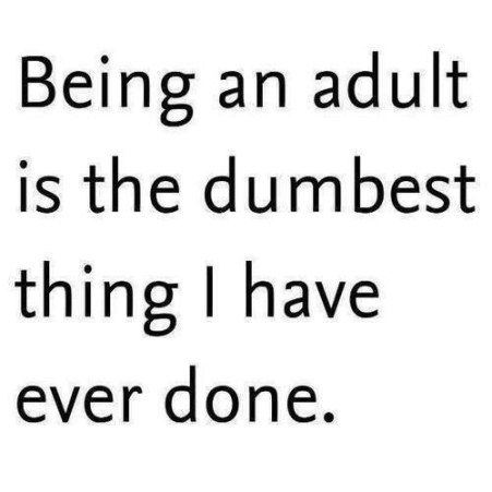 being an adult is the dumbest thing I have ever done