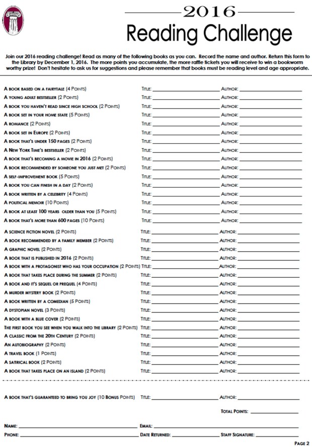 library reading challenge 2016